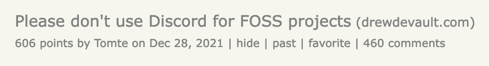 Please don't use Discord for FOSS projects 
